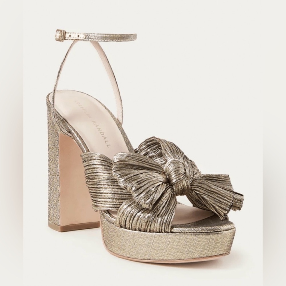 Loeffler Randall Natalia Dark Gold 7.5 Platform Heels